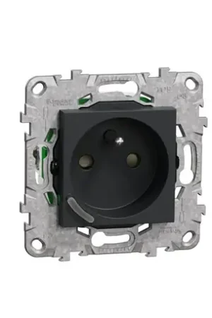 Acheter Direct Prise 2P+T connectée Wiser Unica NU555954 16 A zigbee anthracite