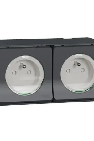 Achat Immédiat Double prises 2P+T précâblée horiz. saillie Mureva Styl MUR36028 gris