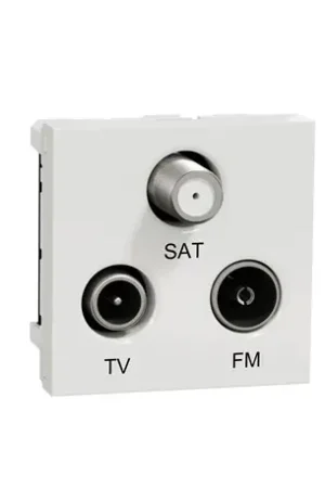 Vente Directe Prise TV + FM + SAT Unica NU345018 Blanc 2 modules mécanisme seul