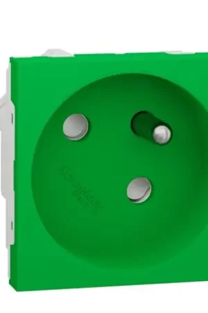 Vente Flash Prise 2P+T FR 45° raccord rapide traversant Unica NU304906 Vert mécanisme seul