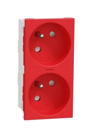 Vente Flash Prise double lum 2P+T FR 45° connexion rapide Unica NU306903S Rouge mécanisme seul
