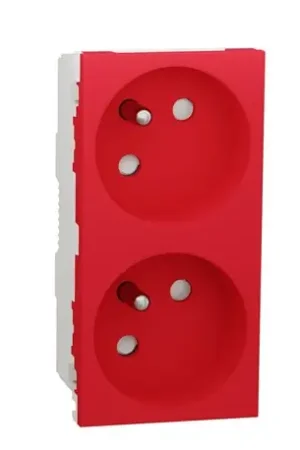 Vente Flash Prise double 2P+T FR 45° goulotte connexion rapide Unica NU306903T Rouge mécanisme seul