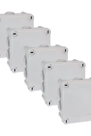 Affaire À Saisir Lot de 5 boîtes de dérivation étanches Couvercle avec vis 1/4 de tour 105x105x55 mm 7 entrées