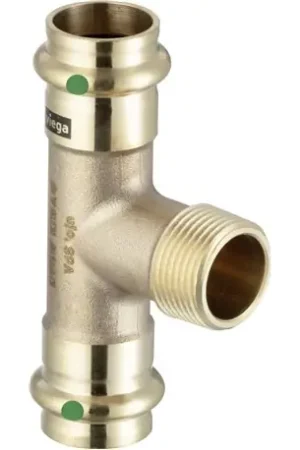 Dernier Modèle Té plomberie bronze mâle-femelle Sanpress avec SC-contur Ø54x1"¼x54 - Réf : 310936