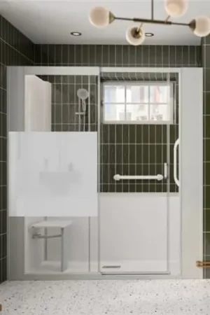 Acheter En Ligne Kinemagic Sérénité+ haute thermostatique en niche verre bande centrale dépolie 170/205 x 69/86 cm