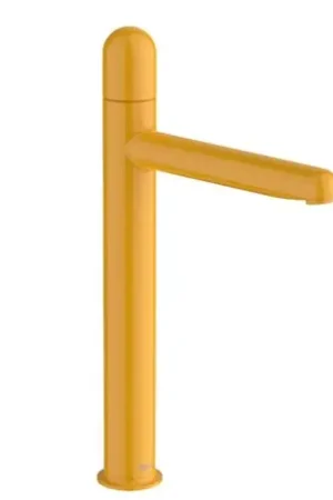 Mitigeur lavabo Nu version XL corps lisse poignée dôme jaune miel H 312 mm Vente Flash