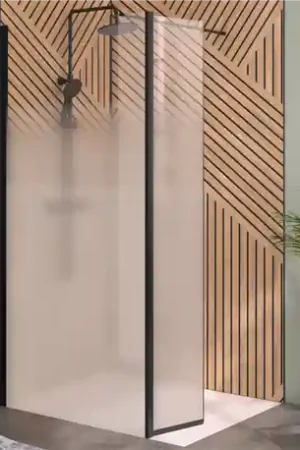 Volet pivotant de douche Solo 6+ gauche sérigraphie Cosmos 35 cm pour paroi walk-in Solo 6+ noir mat Meilleur Choix