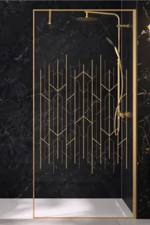 Achat Immédiat Paroi de douche Solo Design+ sérigraphié art déco 80 cm H200 cm profilé or brossé