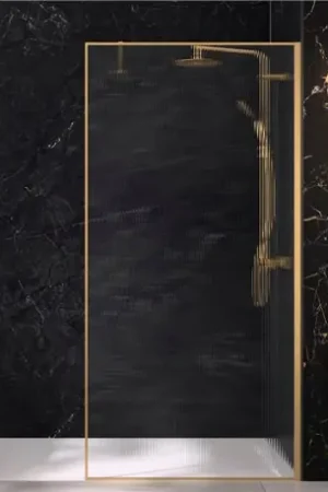 Achat Immédiat Paroi de douche Solo Design+ flûte 90 cm H200 cm profilé or brossé Profilé mural à droite