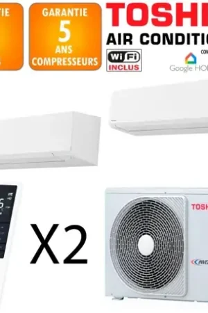 Achetez Aujourd'hui Toshiba Bi-split Shorai RAS-2M18G3AVG-E + RAS-B13P2KVSG-E + RAS-B07P2KVSG-E