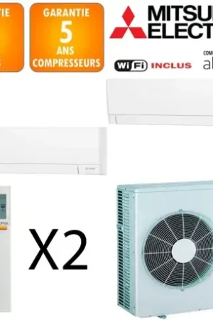 Acheter Direct Mitsubishi Bi-split MXZ-3F68VF + MSZ-AY25VGK + MSZ-AY50VGK