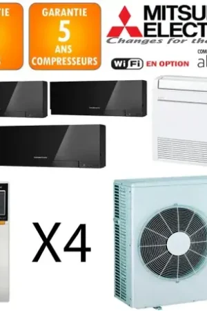 Vente Directe Mitsubishi Quadri-split MXZ-4F83VF + 3 X MSZ-EF18VGKB + MFZ-KT35VG