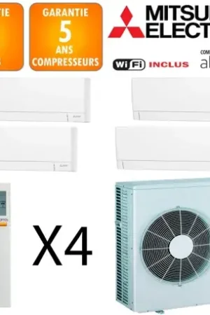 Acheter Direct Mitsubishi Quadri-split MXZ-5F102VF + 3 X MSZ-AY25VGK + MSZ-AY15VGK