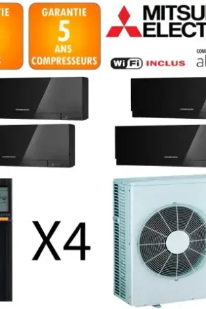 Achat Immédiat Mitsubishi Quadri-split MXZ-5F102VF + 2 X MSZ-EF18VGKB + MSZ-EF22VGKB + MSZ-EF42VGKB