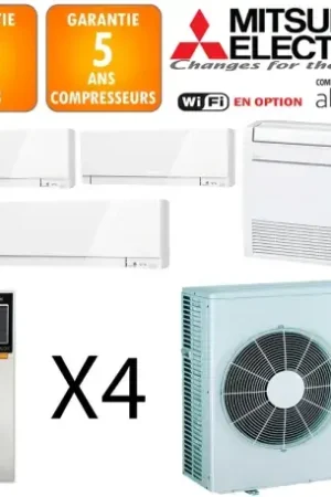 Achat Immédiat Mitsubishi Quadri-split MXZ-5F102VF + 3 X MSZ-EF25VGW + MFZ-KT25VG