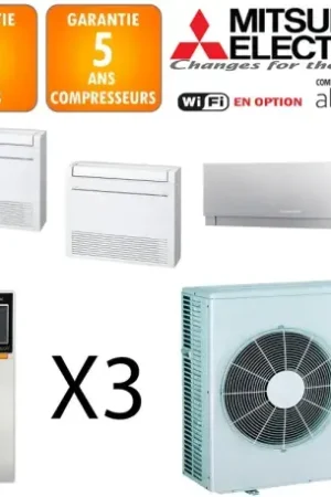 Vente Flash Mitsubishi Tri-split MXZ-5F102VF + MFZ-KT25VG + MSZ-EF42VGS + MFZ-KT50VG