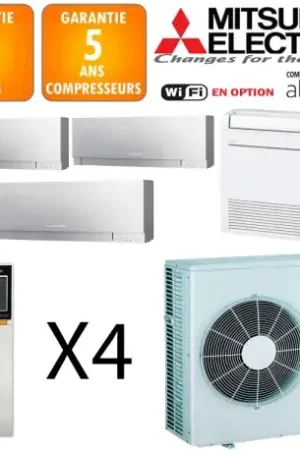 Mitsubishi Quadri-split MXZ-5F102VF + 2 X MSZ-EF18VGS + MSZ-EF22VGS + MFZ-KT35VG Promotion Saisonnière
