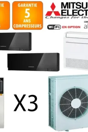 Vente Flash Mitsubishi Tri-split MXZ-5F102VF + MSZ-EF25VGB + MFZ-KT25VG + MSZ-EF50VGB
