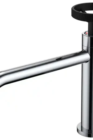 Marque Mitigeur lavabo chromé bec long style industriel - HANUM