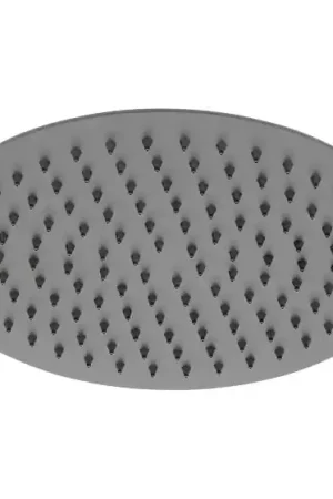 Authentique Pomme de douche slim métal noir ronde 200 mm