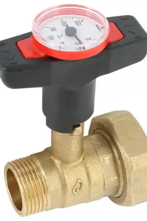 Vanne avec thermomètre intégré et clapet anti-thermosiphon poignée rouge Paiement Sécurisé